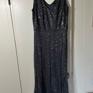 Dark grey Sequin V-Neck Maxi Dress - Evening Gown